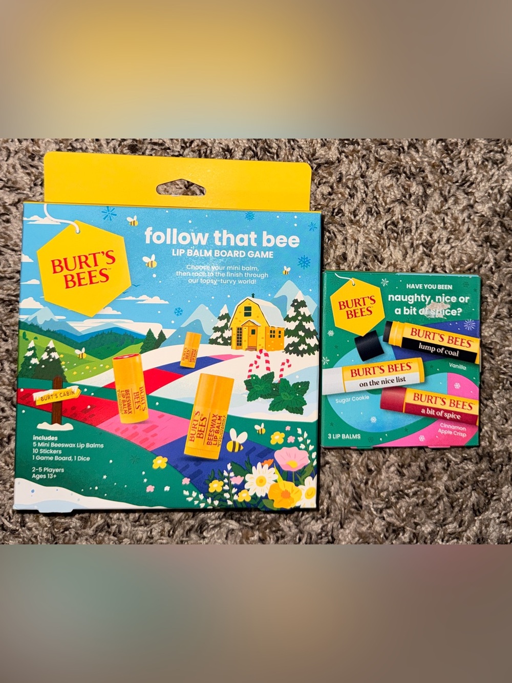 Burt's Bees Follow That Bee Lip Balm Board Game - Yellow and Blue Artwork